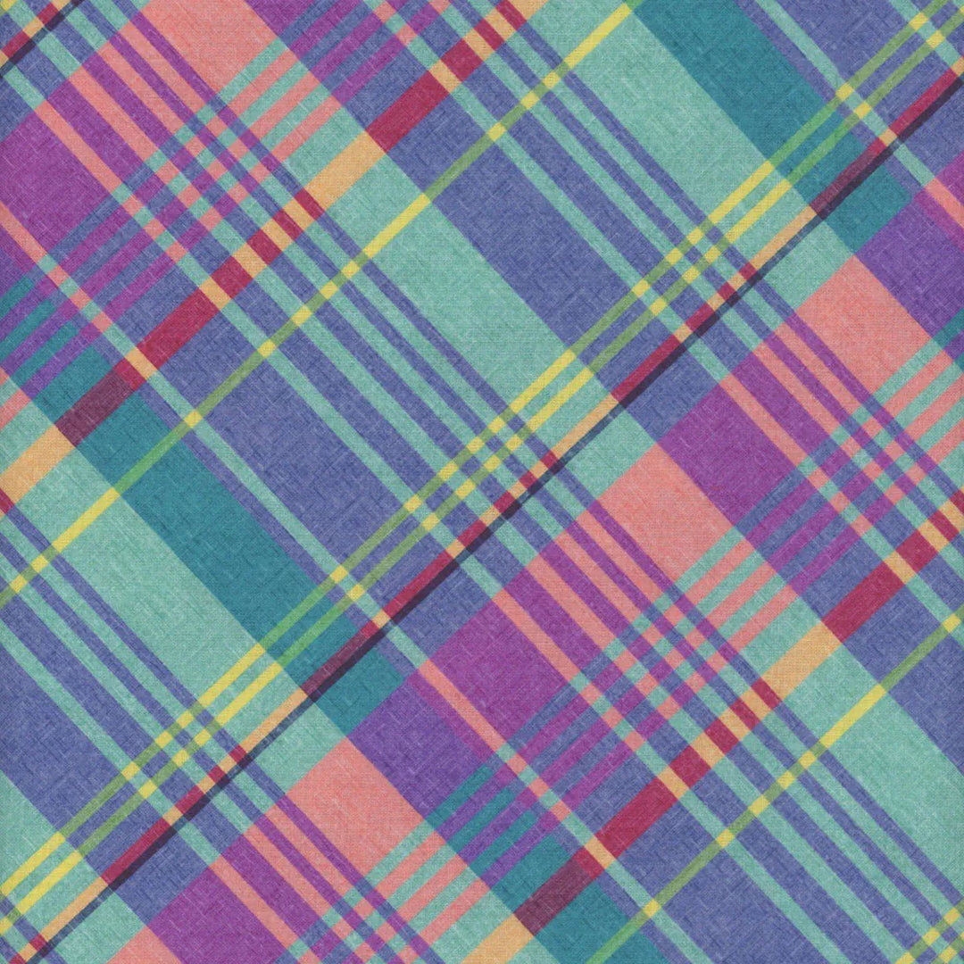 Diagonal Plaid by Clothworks - Norwich, Turquoise 108" Wideback Diagonal Plaid 108in Wideback Fabric - Norwich, Turquoise | Clothworks