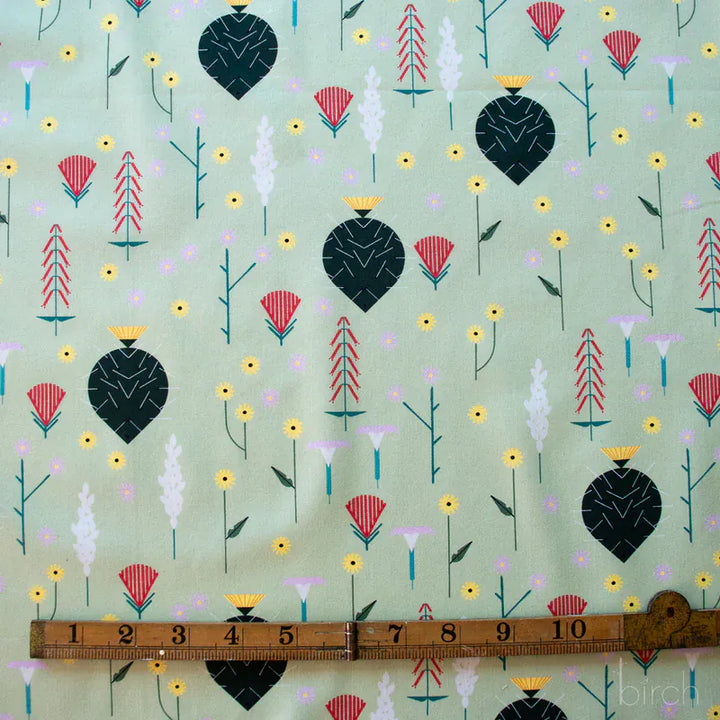 Charley Harper Canyon Country floral fabric with ruler