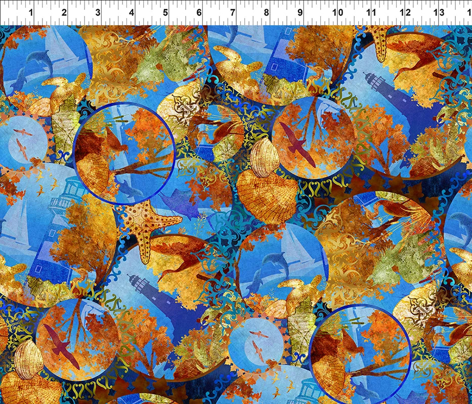 All Blue Ridge Shop-Hop 2026 Fabric - Ocean Circles