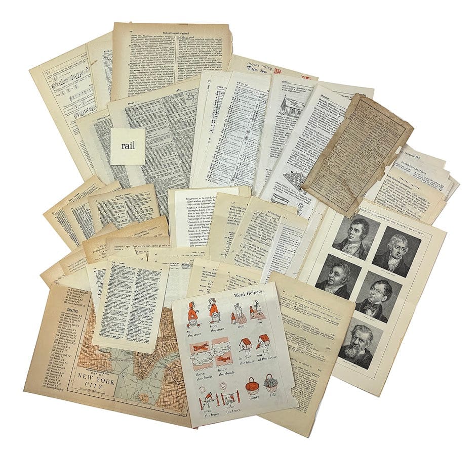 Words Words Words vintage paper collage pack