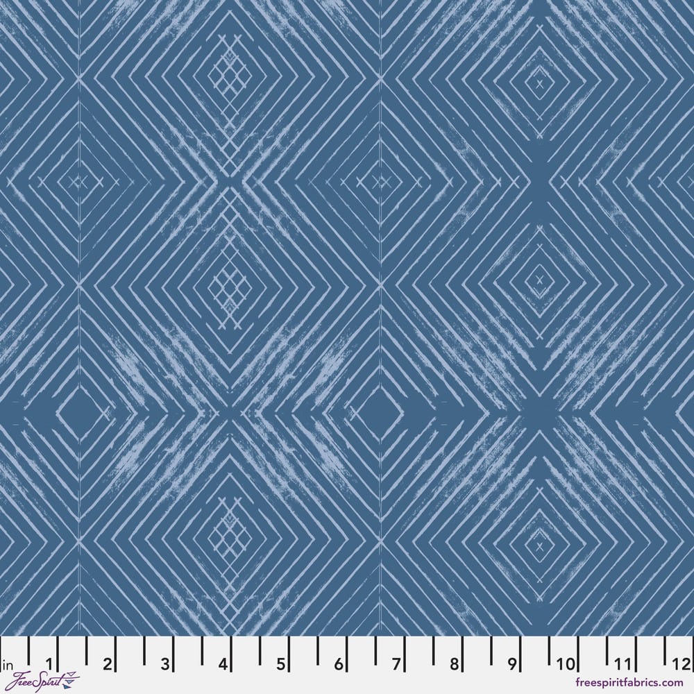 Stamped: Blueprint Cotton Duck by Seth Apter, Distressed Diamonds Stamped: Blueprint Cotton Duck by Seth Apter, Distressed Diamonds