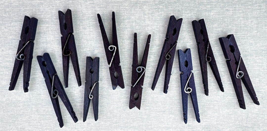 Vintage Wooden Clothes Pins, Indigo