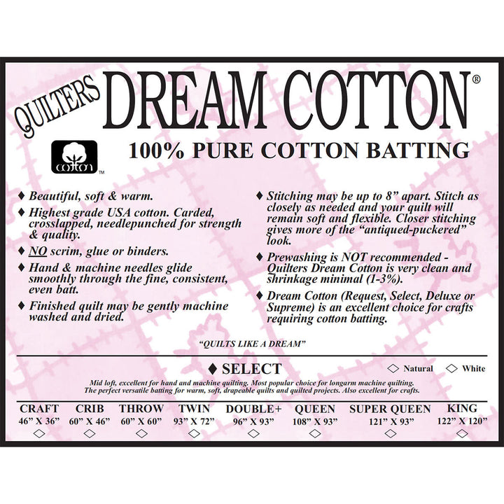 Dream Cotton batting information