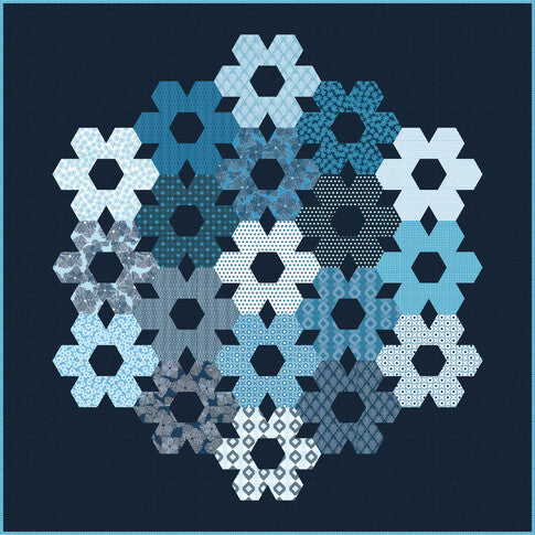 Hexie Bunch Quilt Kit with Drift Into Blue by Craig Conover
