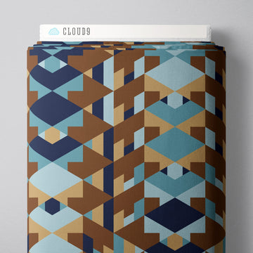 Embellish Rayon by Frank Lloyd Wright - Hollyhock Blue/Brown Embellish Modal Rayon | Frank Lloyd Wright Hollyhock Blue/Brown