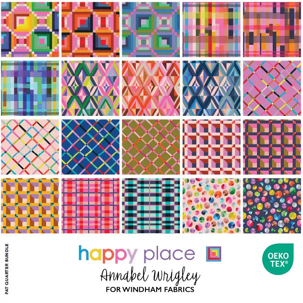 Happy Place Fat Quarter Bundle by Annabel Wrigley - Multi Happy Place Fat Quarter Bundle by Annabel Wrigley - Multi