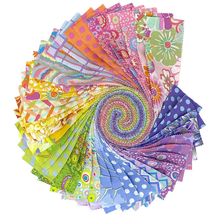 Sorbet fabric squares in a spiral.