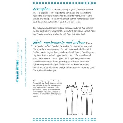 Eureka! Pants Fit jean details pattern instructions