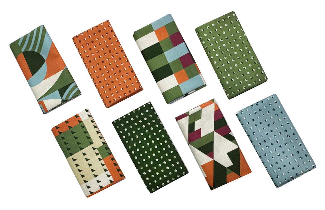American Bold Fat Quarter Fabric Bundle - Green/Rust