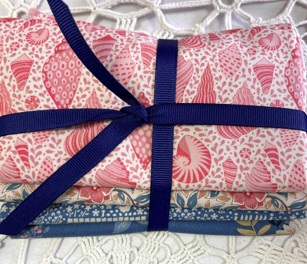 Seaside Cabin - Tilda 1/4 Yard Bundle (4 Tilda Fabrics in Shades of Pink, Blue and Cream)