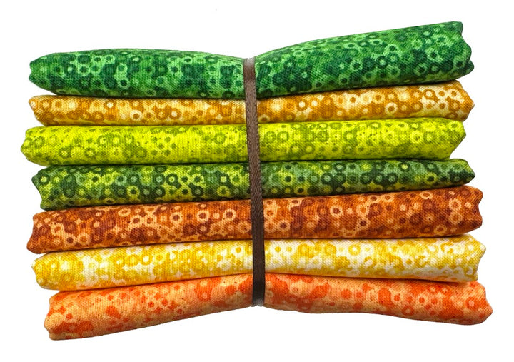 Fairy Rings from Andover 1/2 Yard Fabric Bundle - Orange & Green (7 pcs)