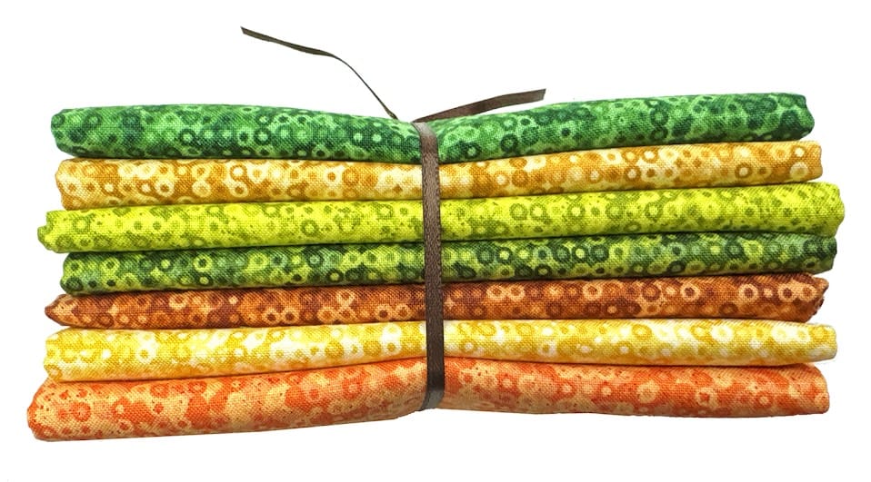 Fairy Rings from Andover Fat Quarter Fabric Bundle - Orange & Green (7 pcs)