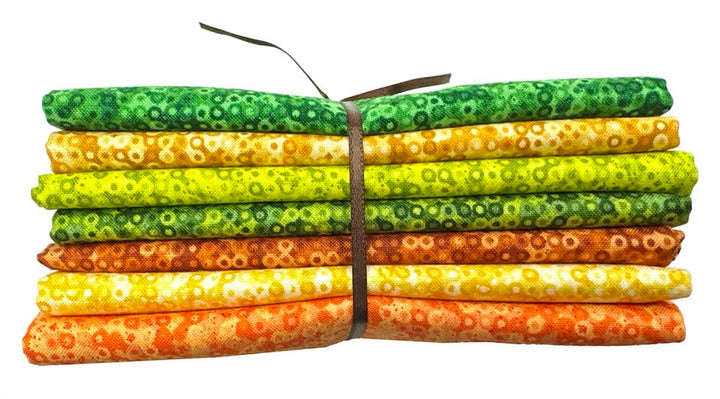 Fairy Rings from Andover Fat Quarter Fabric Bundle - Orange & Green (7 pcs)