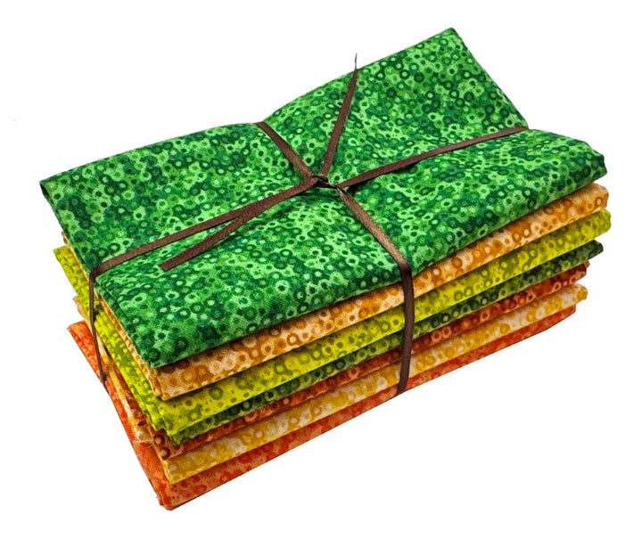 Fairy Rings from Andover Fat Quarter Fabric Bundle - Orange & Green (7 pcs)