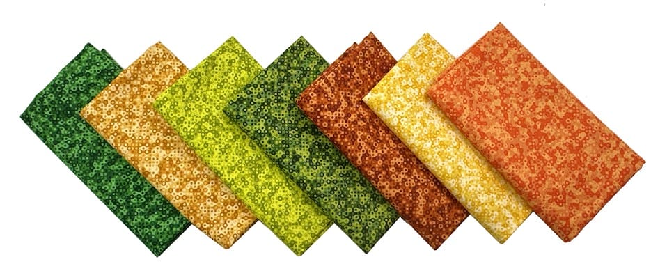 Fairy Rings from Andover Fat Quarter Fabric Bundle - Orange & Green (7 pcs)
