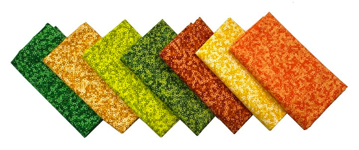 Fairy Rings from Andover Fat Quarter Fabric Bundle - Orange & Green (7 pcs)
