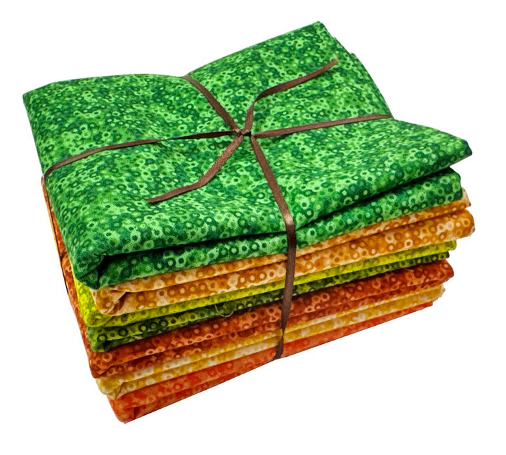 Fairy Rings from Andover 1/2 Yard Fabric Bundle - Orange & Green (7 pcs)