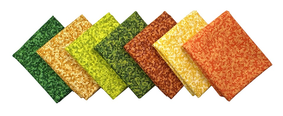 Fairy Rings from Andover 1/2 Yard Fabric Bundle - Orange & Green (7 pcs)