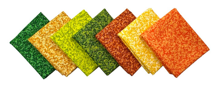 Fairy Rings from Andover 1/2 Yard Fabric Bundle - Orange & Green (7 pcs)