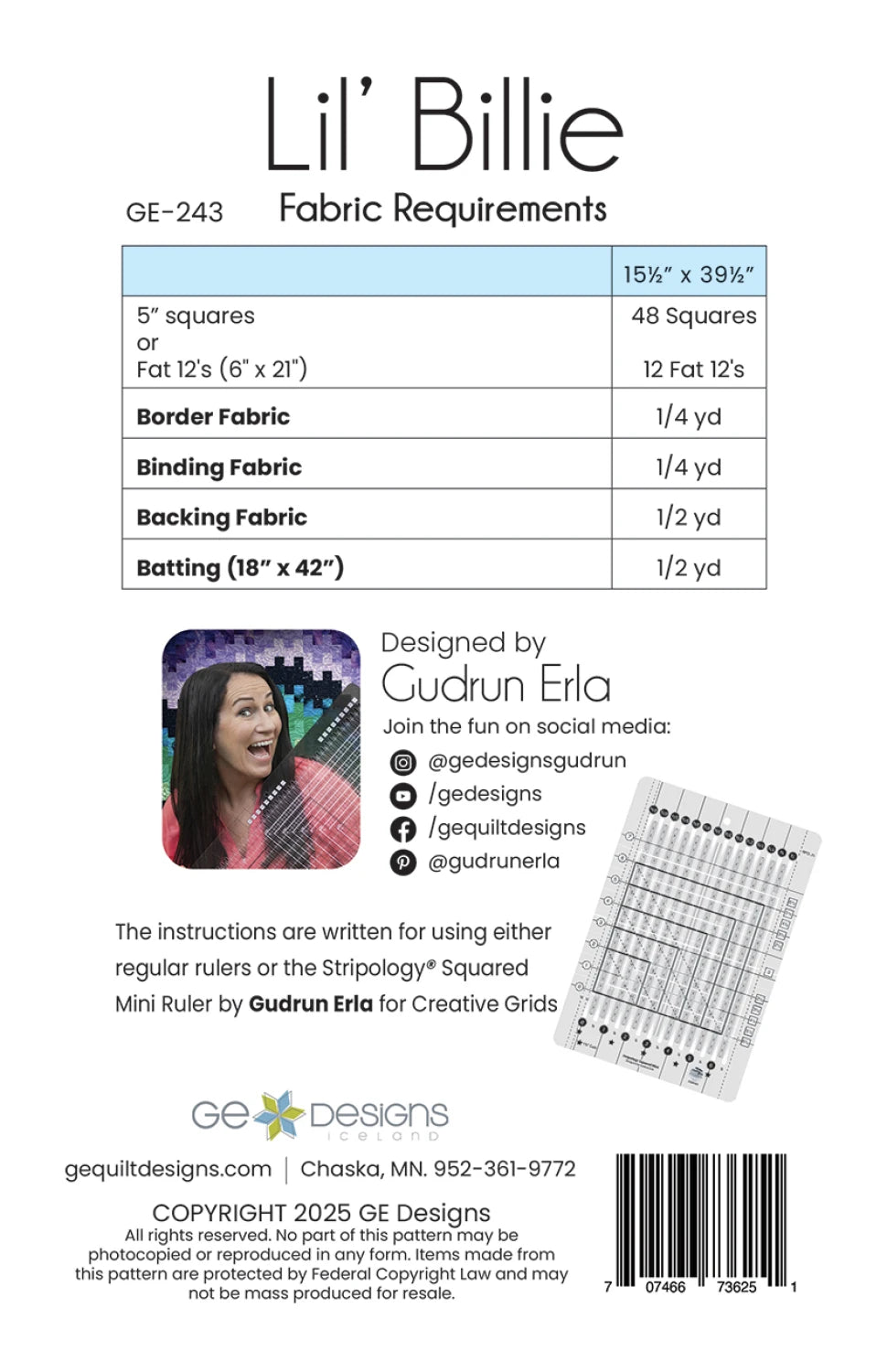 Lil' Billie Table Runner Pattern