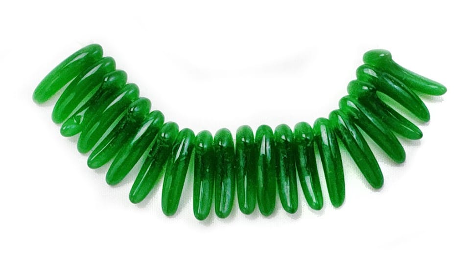 Czech Glass Beads, Curved Green