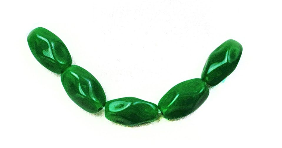 Czech Glass Beads, Green Oval