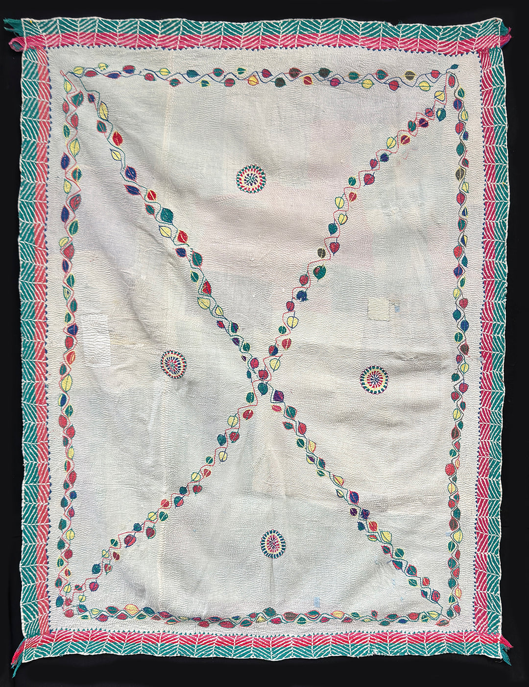 Vintage Kantha Blanket | Leaf & Vine X Design | West Bengal India