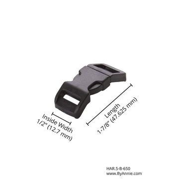 1/2" Side Release Buckle- Black Plastic, Set of 2 1/2" Side Release Buckle- Black Plastic, Set of 2