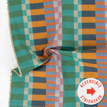 Happy Camper by Fableism - Broken Stripes, Cabin Happy Camper by Fableism - Broken Stripes, Cabin | Woven Fabric