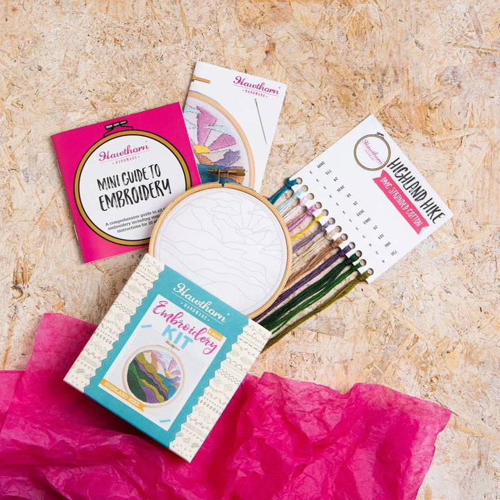 Hawthorn Highland Hike Embroidery Kit Contents