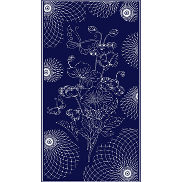Floral design with butterflies on navy background