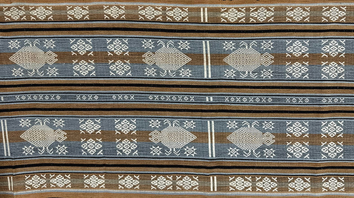 Handwoven IKAT Textile Sumba Indonesia Blue Tan Critter Handwoven IKAT Textile Sumba Indonesia Blue Tan Critter