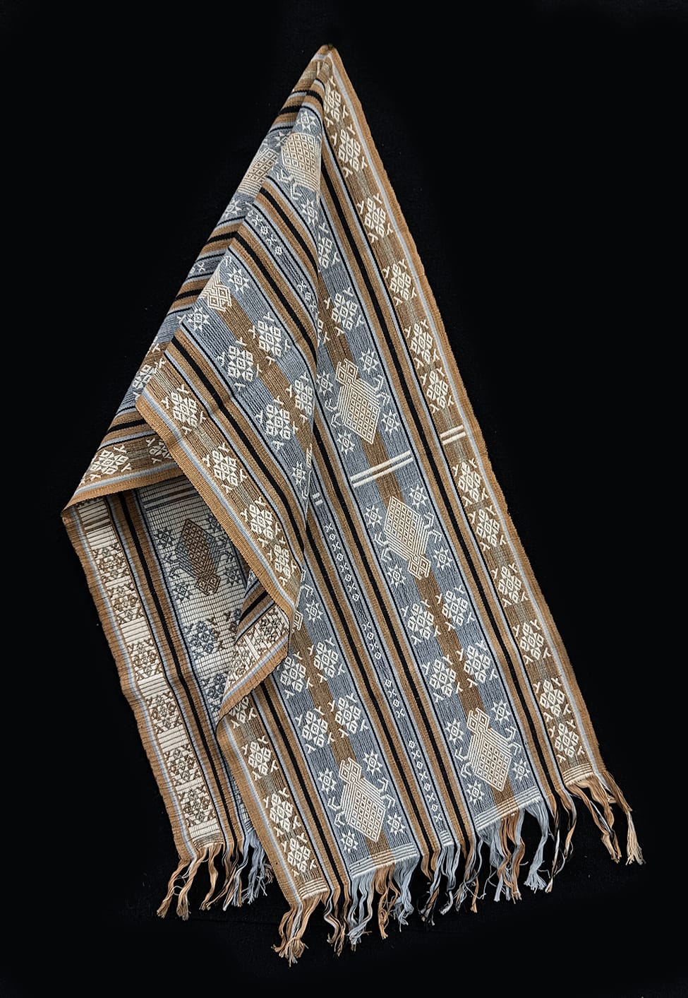Handwoven IKAT Textile Sumba Indonesia Blue Tan Critter Handwoven IKAT Textile Sumba Indonesia Blue Tan Critter