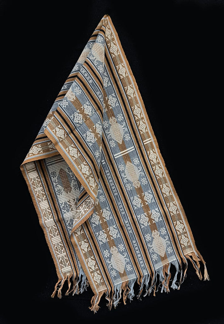 Handwoven IKAT Textile Sumba Indonesia Blue Tan Critter Handwoven IKAT Textile Sumba Indonesia Blue Tan Critter