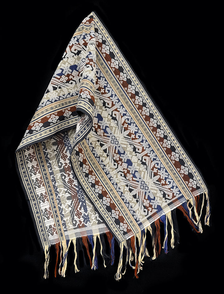 Handwoven IKAT Textile Sumba Indonesia Cream Blue Brown
