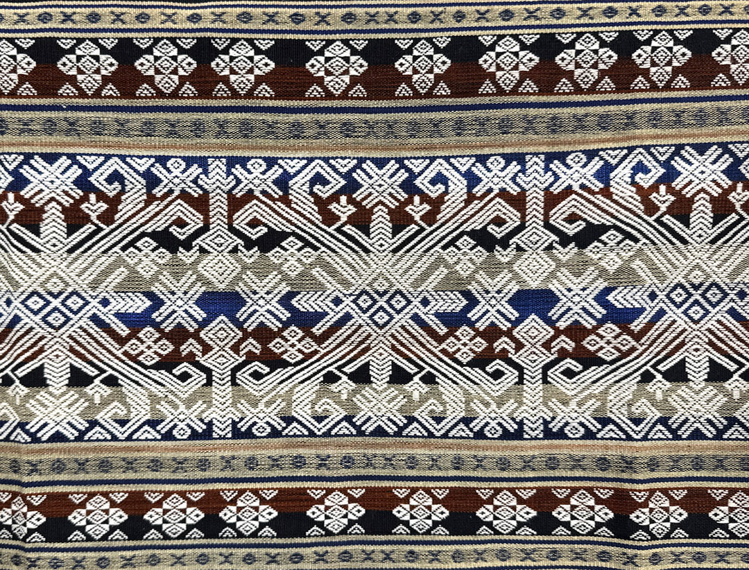 Handwoven IKAT Textile Sumba Indonesia Cream Blue Brown