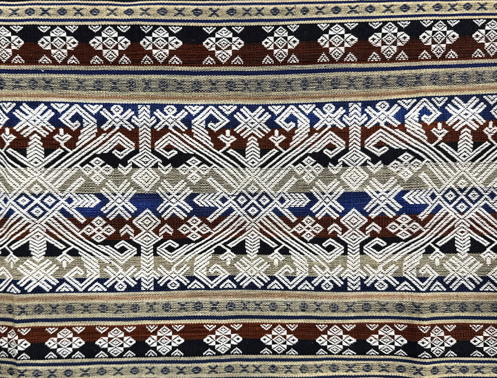 Handwoven IKAT Textile Sumba Indonesia Cream Blue Brown