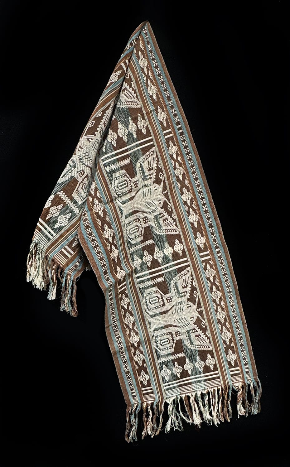 Handwoven IKAT Textile Sumba Indonesia Moth Blue Brown Handwoven IKAT Textile Sumba Indonesia Moth Blue Brown