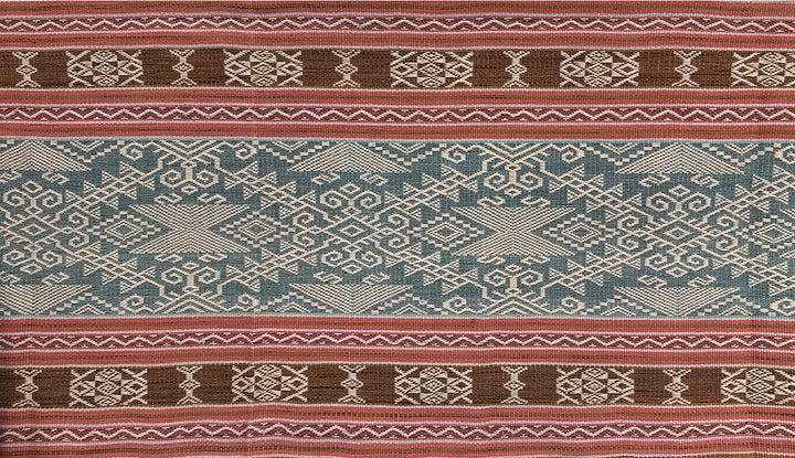 Handwoven IKAT Textile Sumba Indonesia Peach & Blue