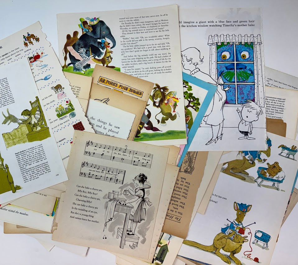 Kids Story Books vintage paper collage pack