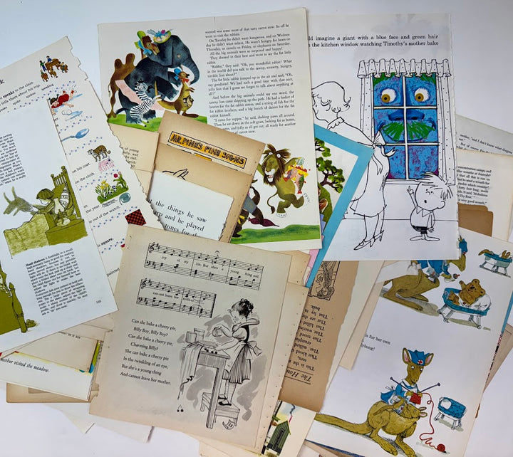 Kids Story Books vintage paper collage pack