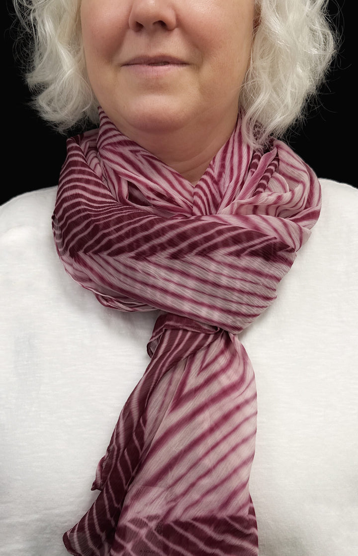 Chiffon Silk Shibori Scarf, Lac Red Chiffon Silk Shibori Scarf, Lac Red – Artistic Artifacts