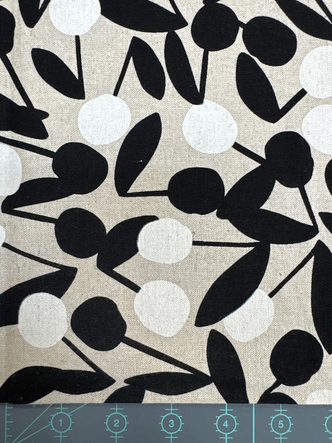 Sevenberry Japanese Light Canvas Fabric - Scandi Abstract Cherry, Black/Natural Scandi Cherry Black/Natural Japanese Light Canvas Fabric - Sevenberry
