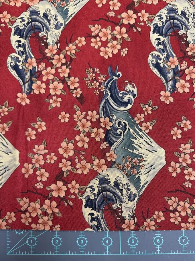 Create Your Style Japanese Sheeting Fabric - Mt. Fuji with Sakura and Water Mt. Fuji Sakura and Water Japanese Sheeting Fabric - Create Your Style