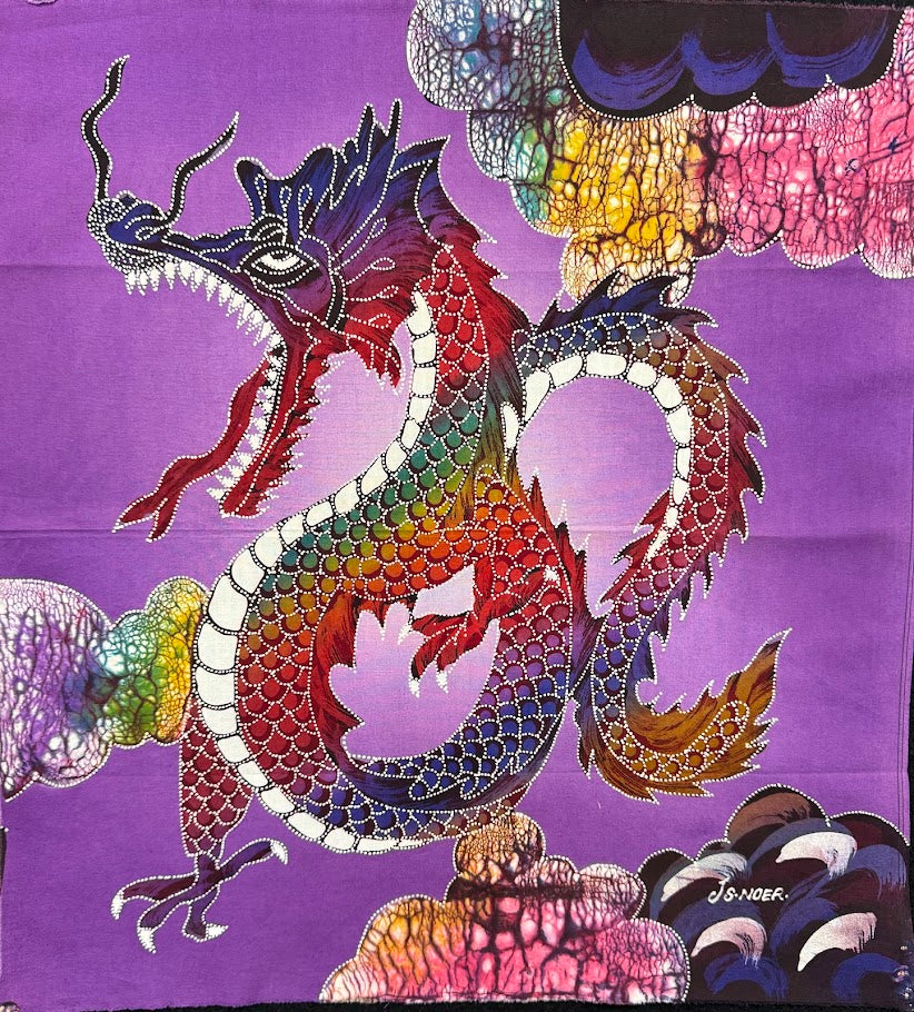 Batik Panel - Dragon with Mouth Open (LEFT), Medium, 19 1/2x18in