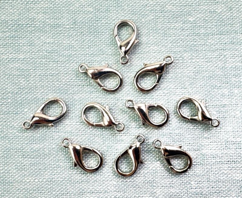Silver Necklace Clasps, Set of 10
