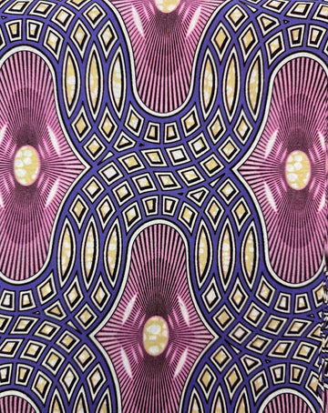 Geometric purple and pink patterned fabric.