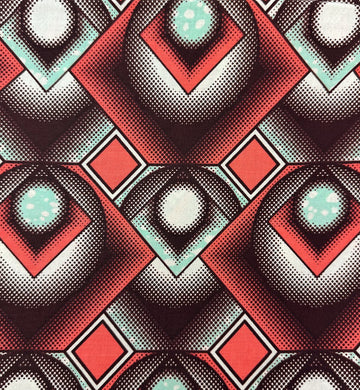 Geometric pattern with spheres and diamonds.