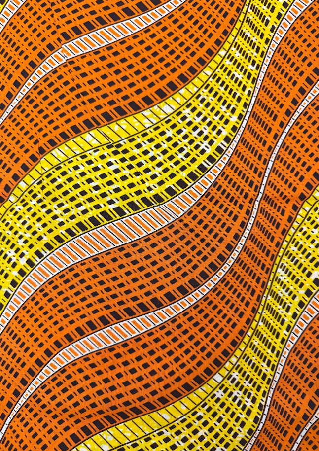 Abstract orange and yellow wave pattern.