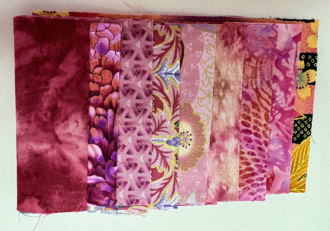 Small Pink Japanese-like Mixed Bag of Fabrics